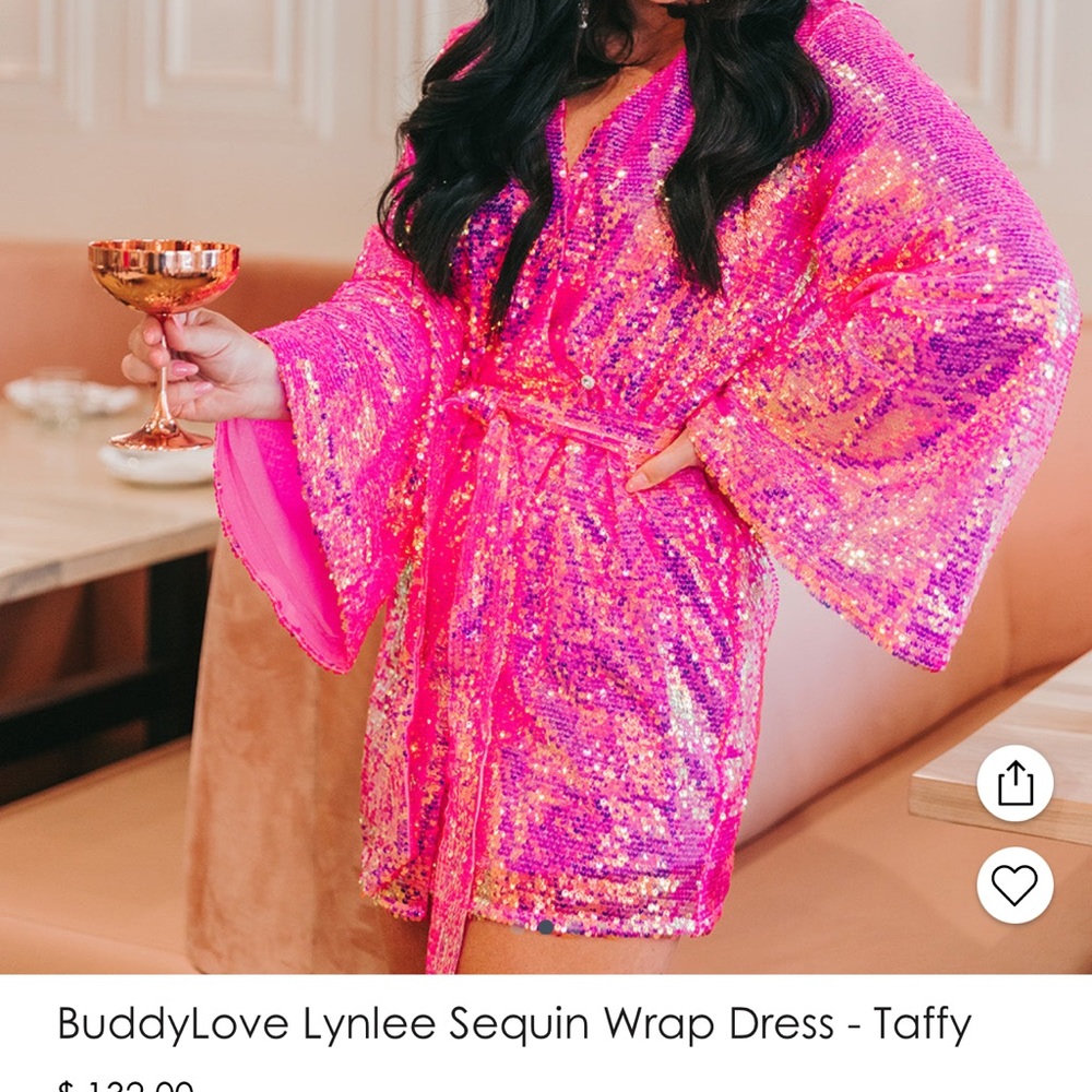 BuddyLove Lynlee Sequin Wrap Dress - Taffy